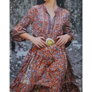 Cienna Rosa Silk Maxi Flowy Dress Size Small